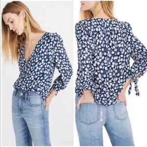 Madewell Tie-Sleeve Button-Down Top in French Floral